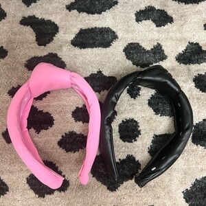 Lele sadoughi pink and black faux leather headband